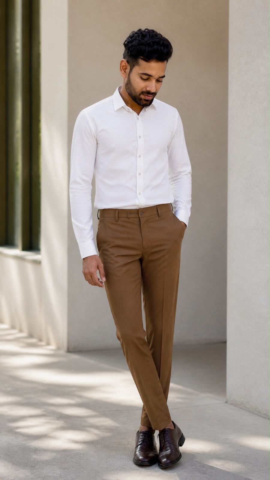 ROFIT Mens Brown Formal Pant